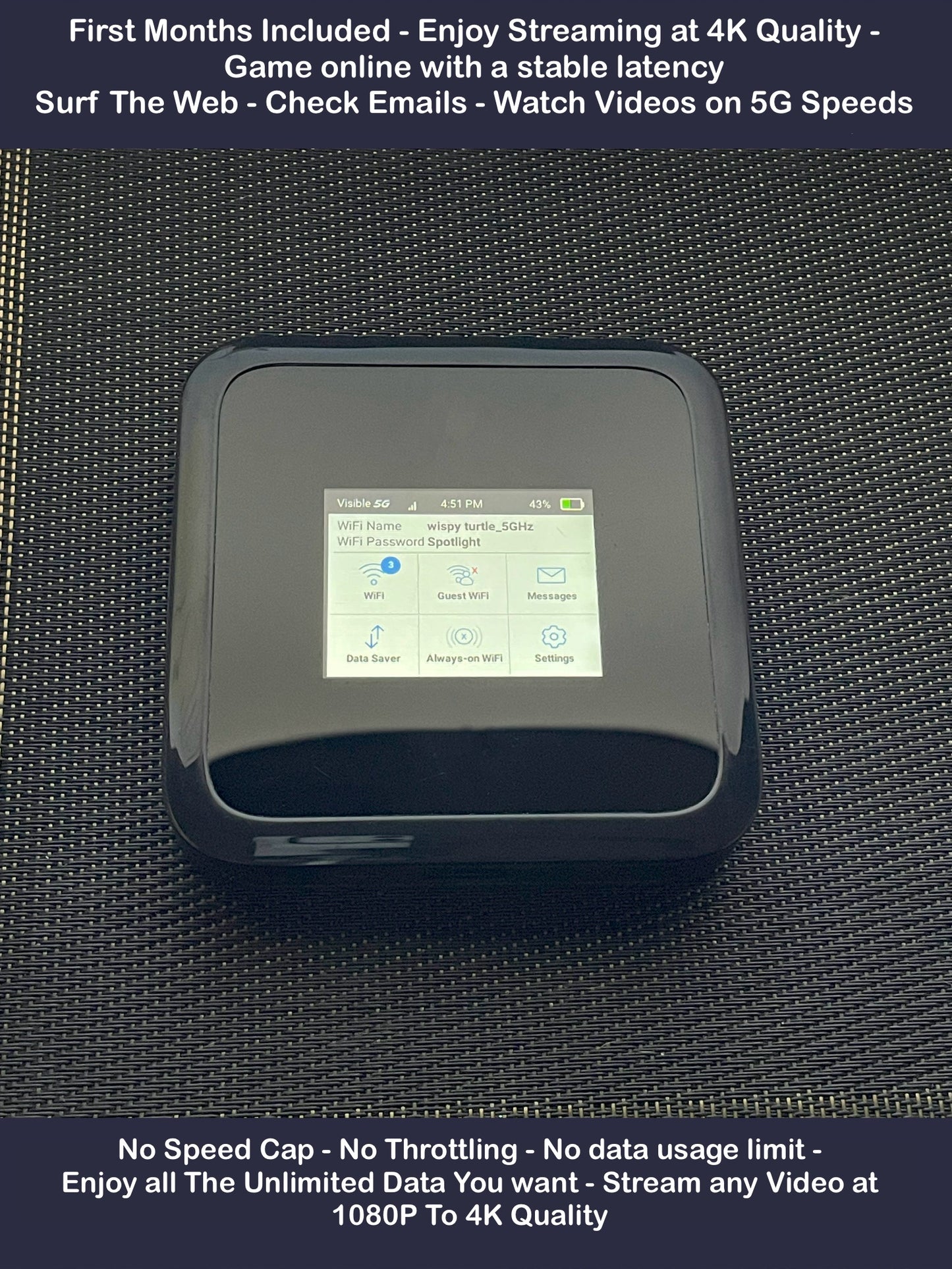 Netgear 5G Hotspot | Visible Wireless Unlimited Internet | 2 Free Months